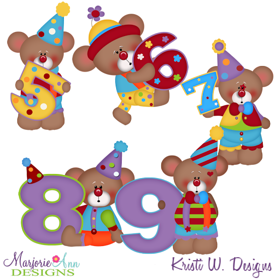Clowning Around Bears 5-9 SVG Cutting Files Includes Clipart - Click Image to Close